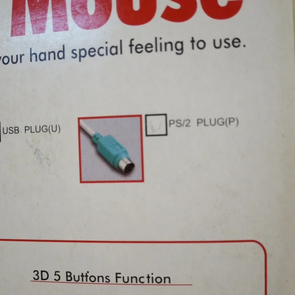 NOS Vintage Key Mouse Optical PS2 for‎ PC Windows Two Button Scroll Wheel